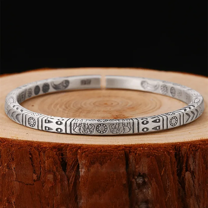 Western European and American Pop Totem Mobius Strip 925 Silver Bracelet Vintage Couple Bracelet Party Gift
