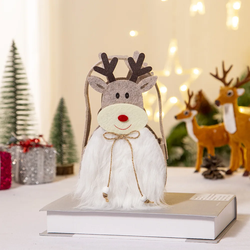 1 قطعة عيد الميلاد الديكور الكرتون حقيبة يد سانتا كلوز شنطة هدايا أبل حقيبة الحلوى شنطة هدايا الديكور #3