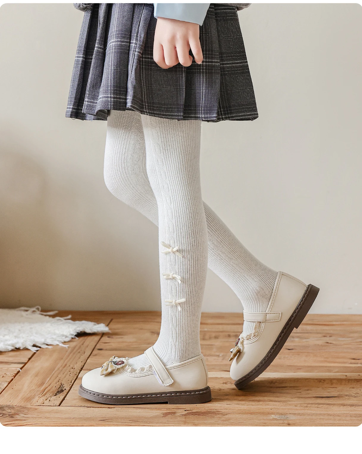 Kleinkind Mädchen Strumpfhosen Niedliche Schleife Mädchen Strumpfhosen Kinder Frühling Herbst Zopfmuster Prinzessin Kinder Leggings für Mädchen – Detail 1