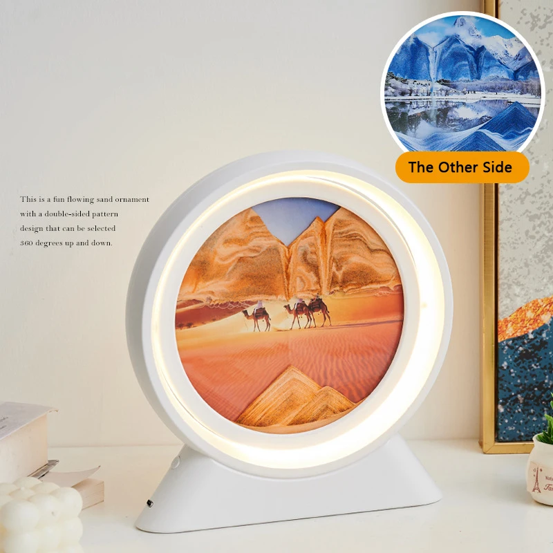 Sandscape Moving Sand Art Picture with Patterns Quicksand Table Lamp Liquid Hourglass Sand Painting Flowing Sand Home Decor Gift