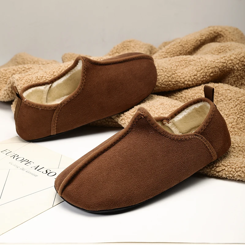 

2024 Winter Plush Slippers For Women Solid Colour Winter Indoor Warm Non-slip Cotton Shoes Fluffy Mute Flat Slides Warm Slippers