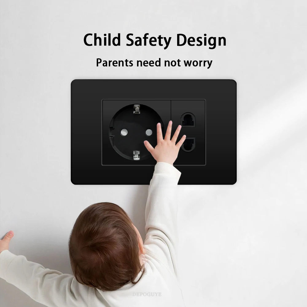 EU Korea Standard Electrical Outlet 220V Wall Light Power Switch,with USB Type-C 20W Smart Fast Charging Socket PC Panel TV TEL