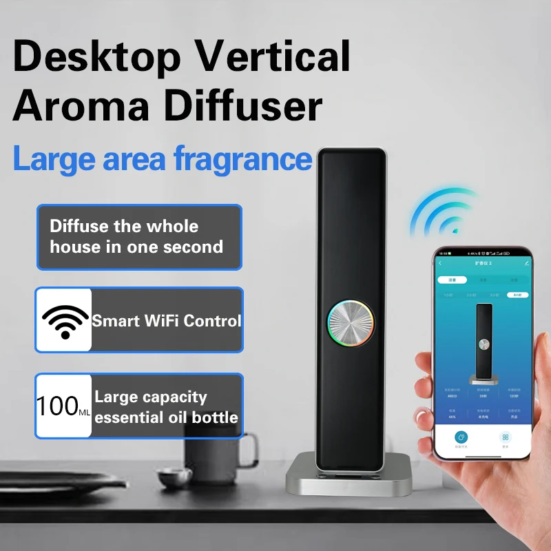 

Wifi App-Controlled Tabletop Fragrance Scent Machine Type-C USB Rechargeable Vertical Aroma Oils Diffuser Waterless 100ml