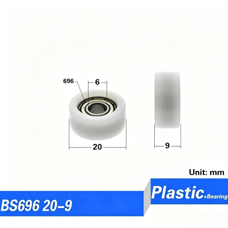 20 Stück M6 Schraube POM PA beschichtetes Gleitrad 6x22x7mm Orange Geräuscharmes Kunststoff-Führungsrollenrad 626ZZ 696 Kugellager – Detail 6