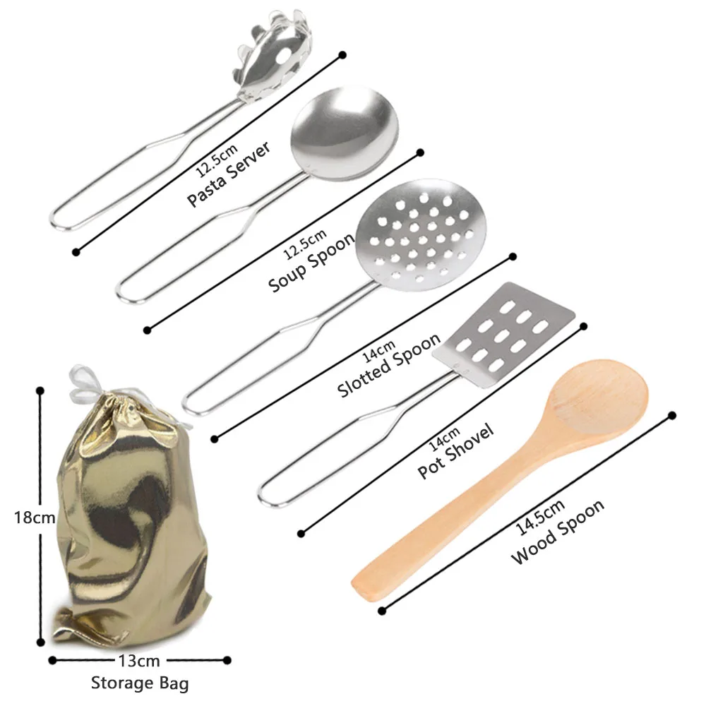 12-częściowy zestaw kuchenny do zabawy w udawanie z torbą do przechowywania, symulowany zestaw kuchenny, garnek ze stali nierdzewnej, patelnia, łopatka, łyżka, dla dzieci, szef kuchni