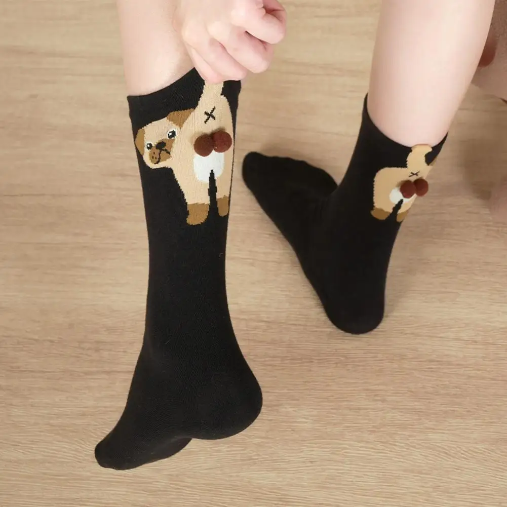 

Adorable Ladies' Socks Funny Novelty Dog Socks with 3d Fuzzy Balls for Women Cute Animal Print Crew Cotton Socks Gift for Dog