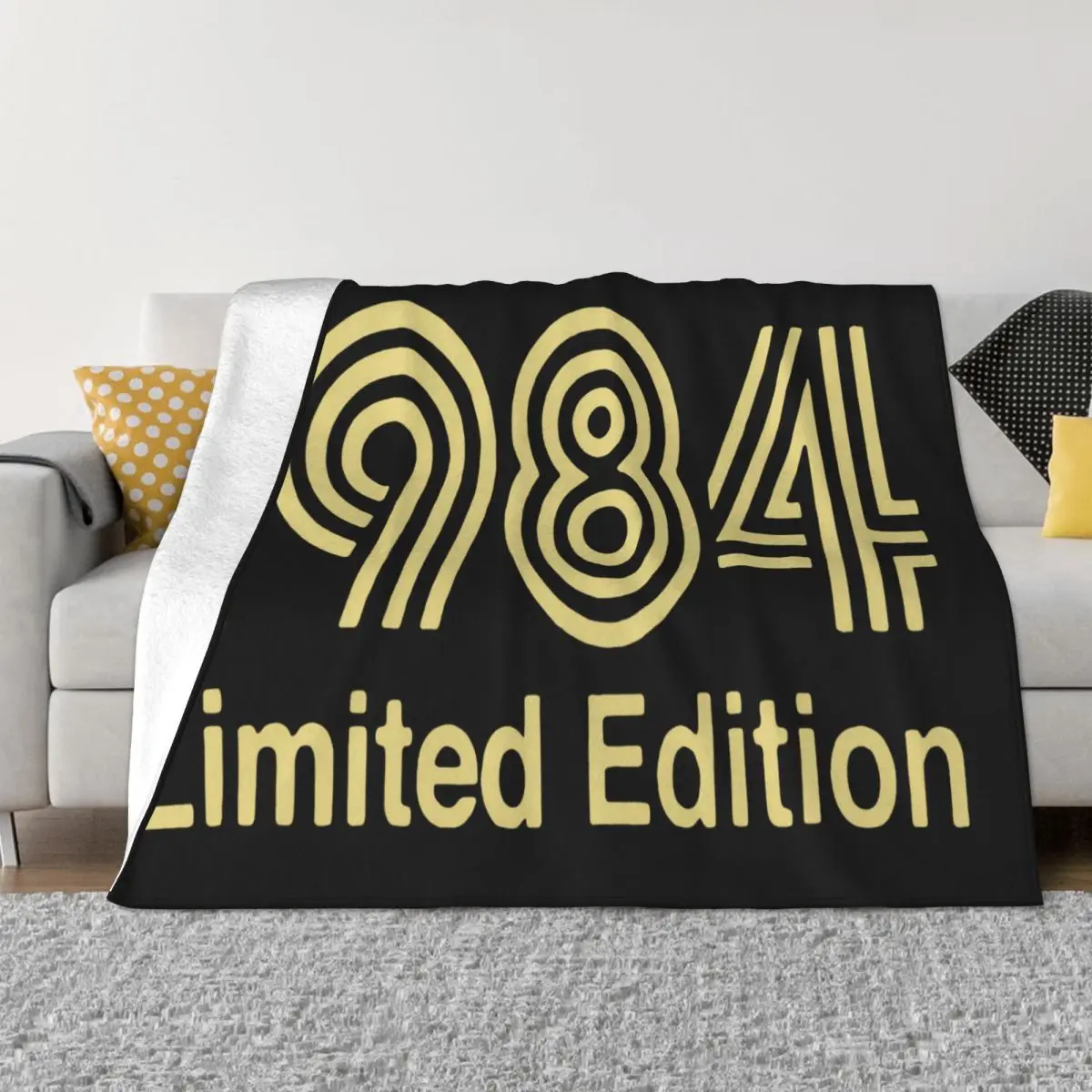 1984 Limited Edition Gold Design Mens Black Harajuku Hot New Design Funny Middle Aged On Sale Throw Blanket