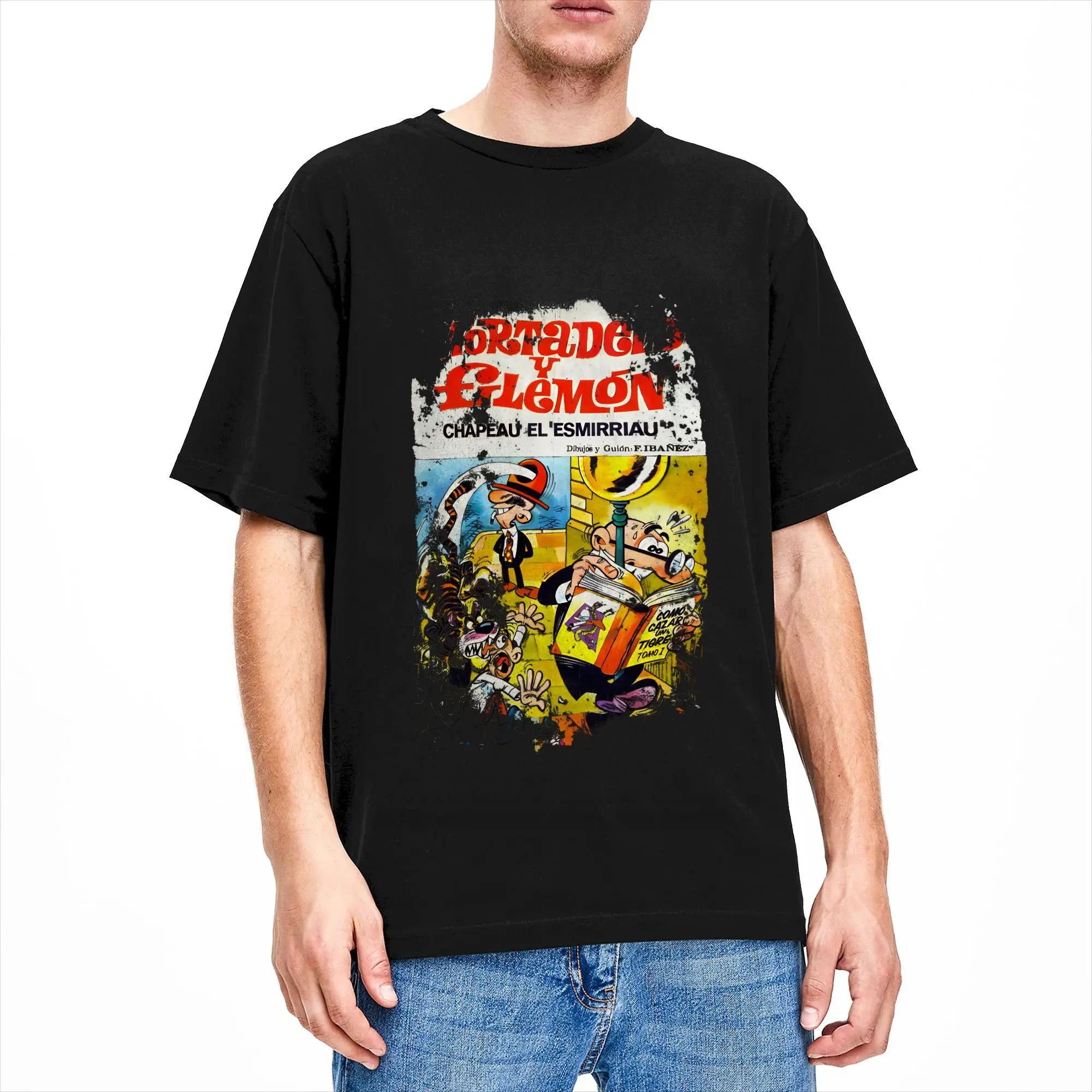 Vintage T Shirt Summer Mort & Phil Mortadelo y Filemón  Leisure T-Shirts  Cotton Tee Shirt for Couple  Basic Custom  Sleeve Tops