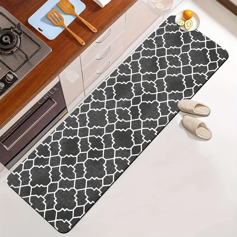 Modern Minimalist Geometric Diatomaceous Earth Kitchen Rug,Non-Slip Rubber Back,Super Absorbent,Decor Mat for Bathroom,Laundry
