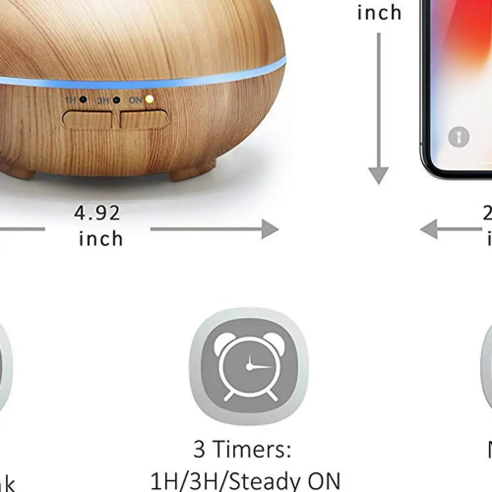 

Ultrasonic Aromatherapy Diffuser with 7-Color LED, 3 Timer Settings, Large Room Coverage, Quiet Operation