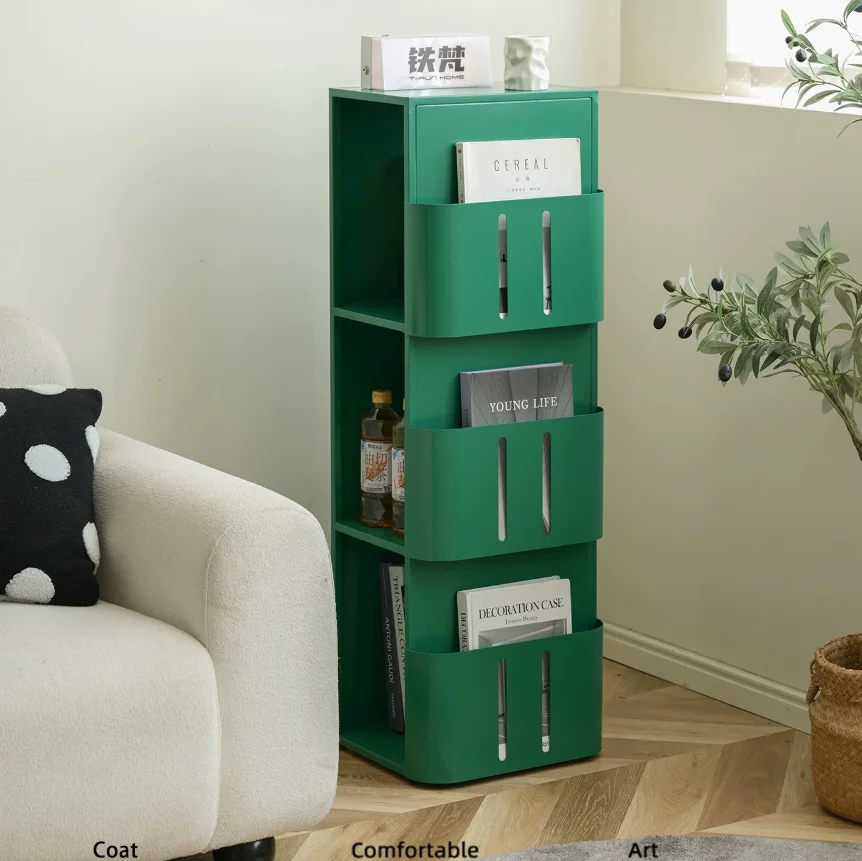 Factory-made modern multi-layer metal removable living room cabinet children's magazine rack corner narrow bookcase wall-mounted
