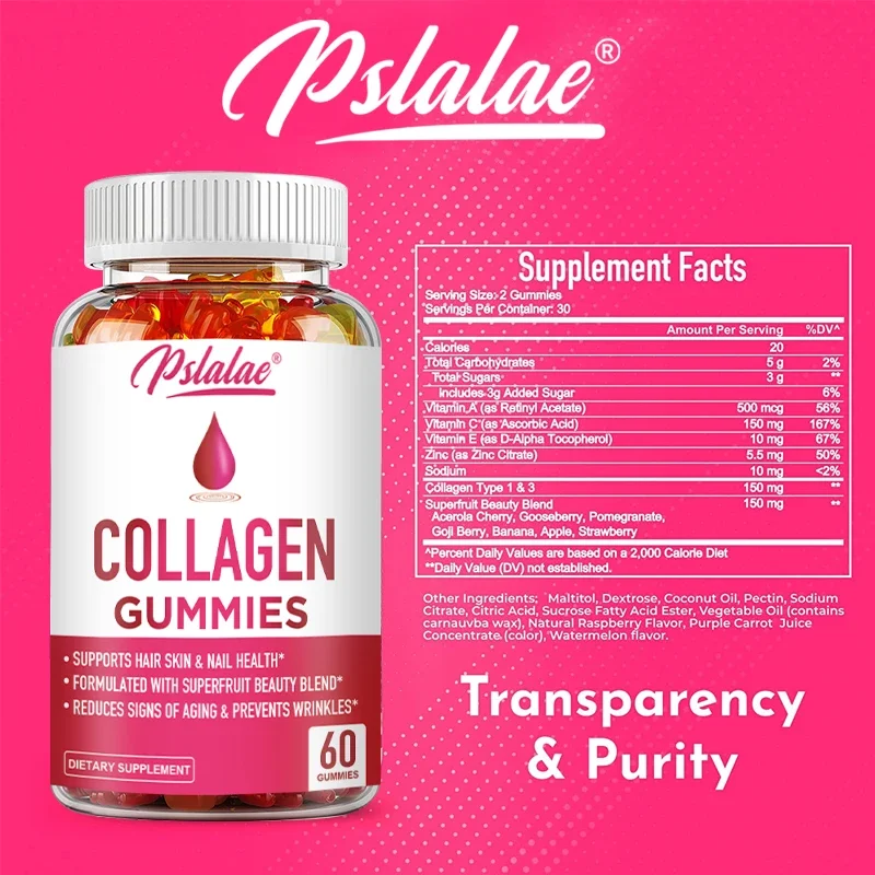 Collagen Gummies for Antioxidant Skin, Hair, Joints, Calcium Absorption, Digestion Immune System Health Supplement, Non-GMO - Image 3