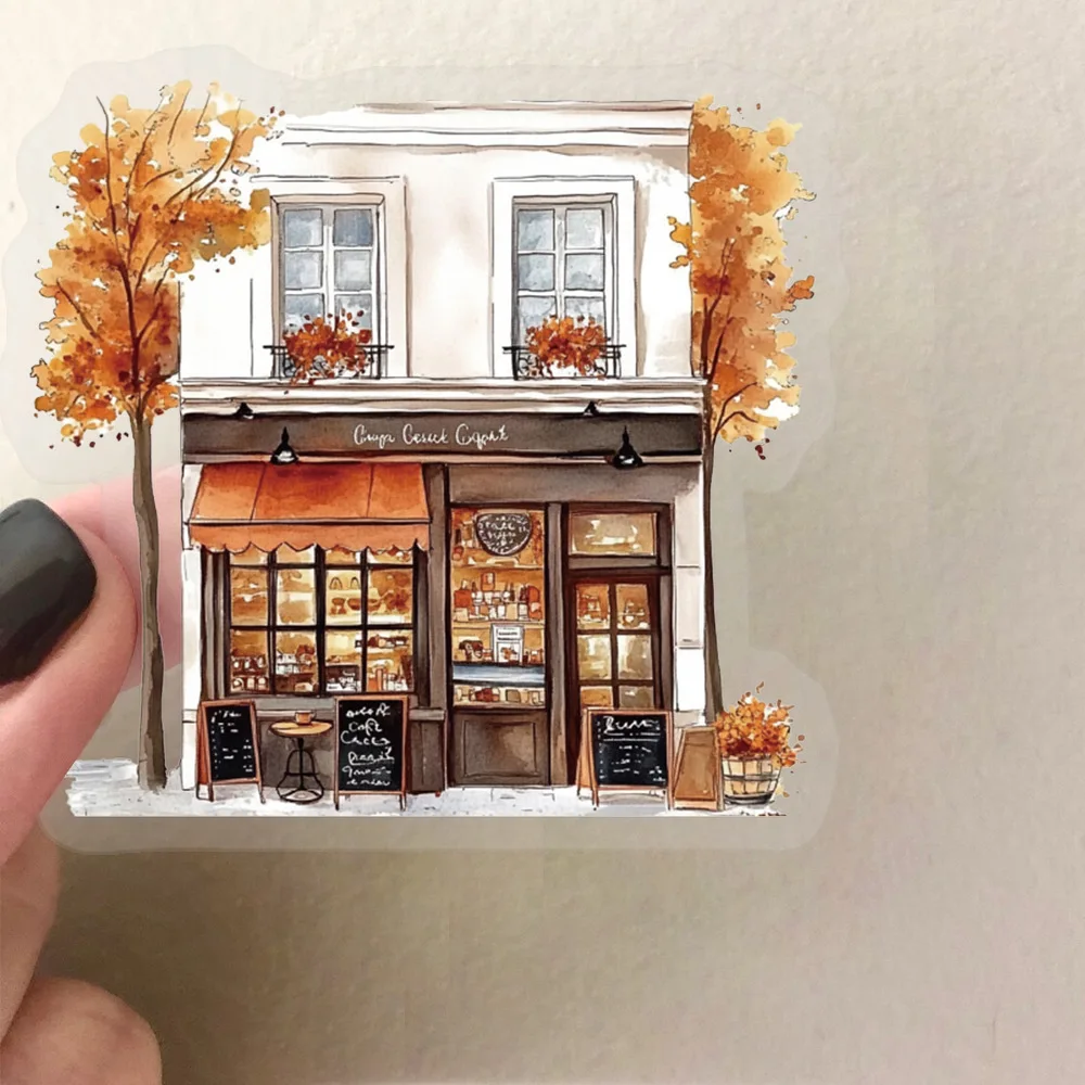 10/50PCS Retro Style Cafes Cartoon Stickers Coffee Graffiti Transparent Sticker INS Decoration DIY Laptop Phone Guitar Car Bike