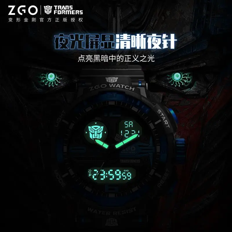 Zgo Animação Joint Luminous Student Watch, Optimus Prime, Preto Tecnologia, Esportes Relógios Eletrônicos de Quartzo, Genuine