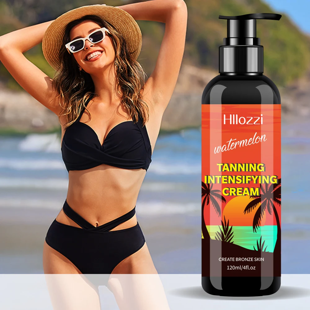 4fl.oz Watermelon Tanning Cream Pressed Bottle Self-tanning Waterproof Long-lasting Beach Sunbathing to Create Bronze Skin