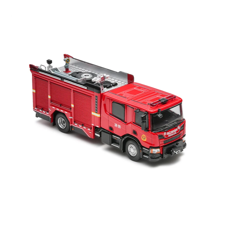 Massdi 1/64 Scale City Main Battle Fire Engine MSSCN1001 Simulation Alloy Car Model Static Display Collectible Toy Gift Souvenir