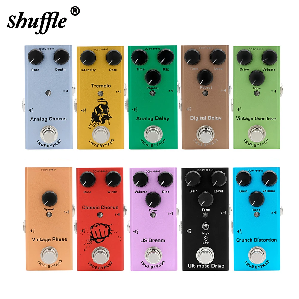 SHUFFLE Electric Guitar Pedal Vintage Overdrive Distortin Crunch Classic Chorus US Dream Phase Digital Analog Delay Tremolo