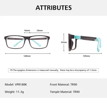 Färgglada TR90 rektangulära helbågar, flexibla och bekväma glasögonbågar för pojkar och flickor, för optiska styrkor 10 best sales Kids glasses frame - №8