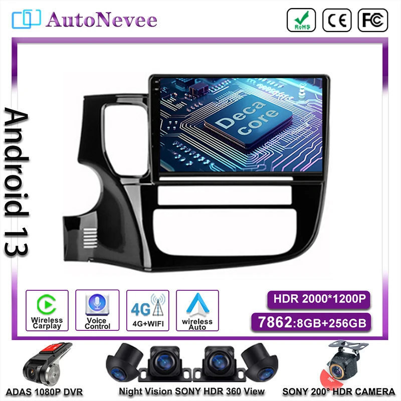 

Auto Radio For Mitsubishi Outlander 3 GF0W GG0W 2012-2018 Stereo Multimedia Car Player GPS Navigation DVD NO 2DIN Carplay Screen