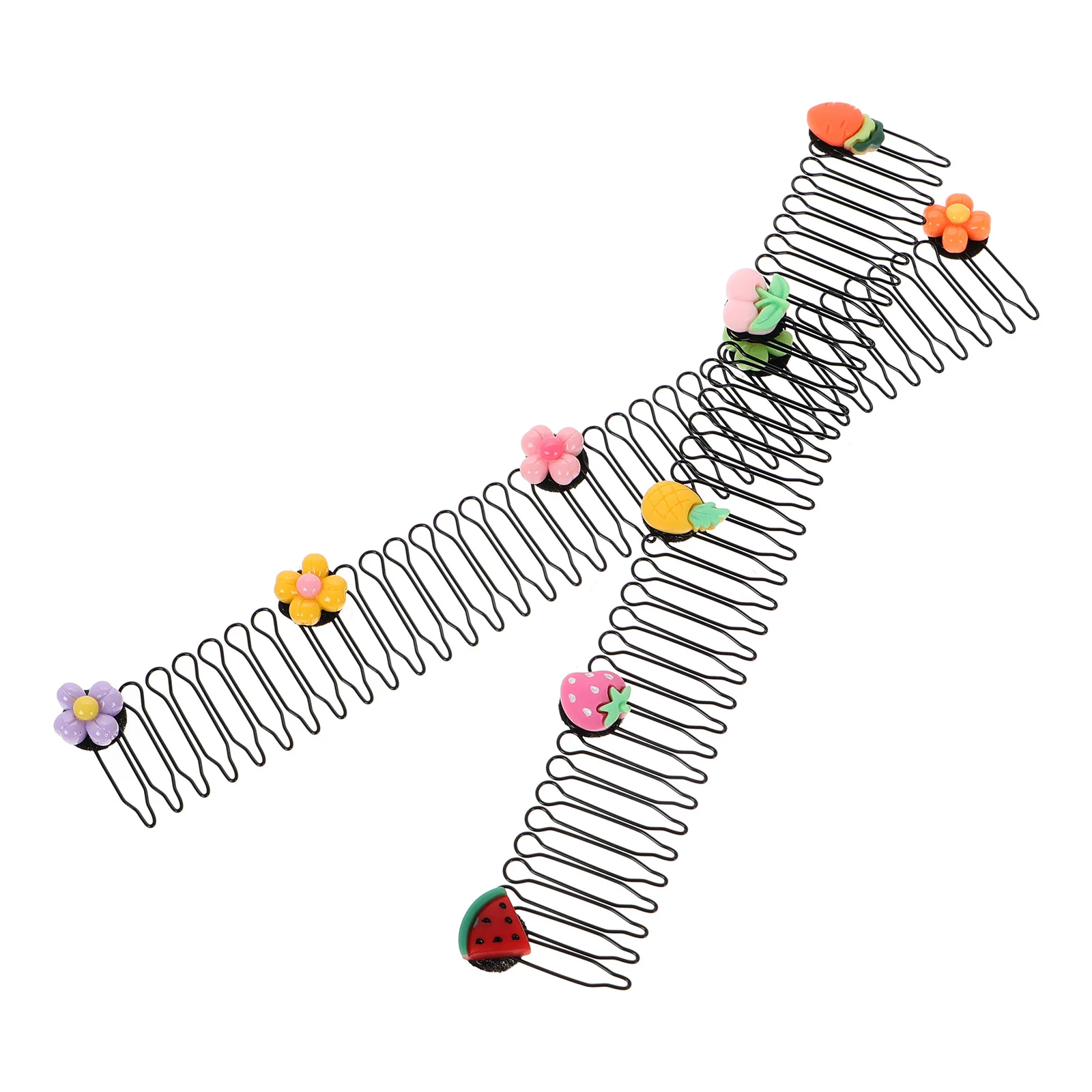 

2 pcs Invisible Comb For Kids Hair Fixer Clip Small Combs For Women Girls Flower Fruit Design Hair Accessories Organizing Stray