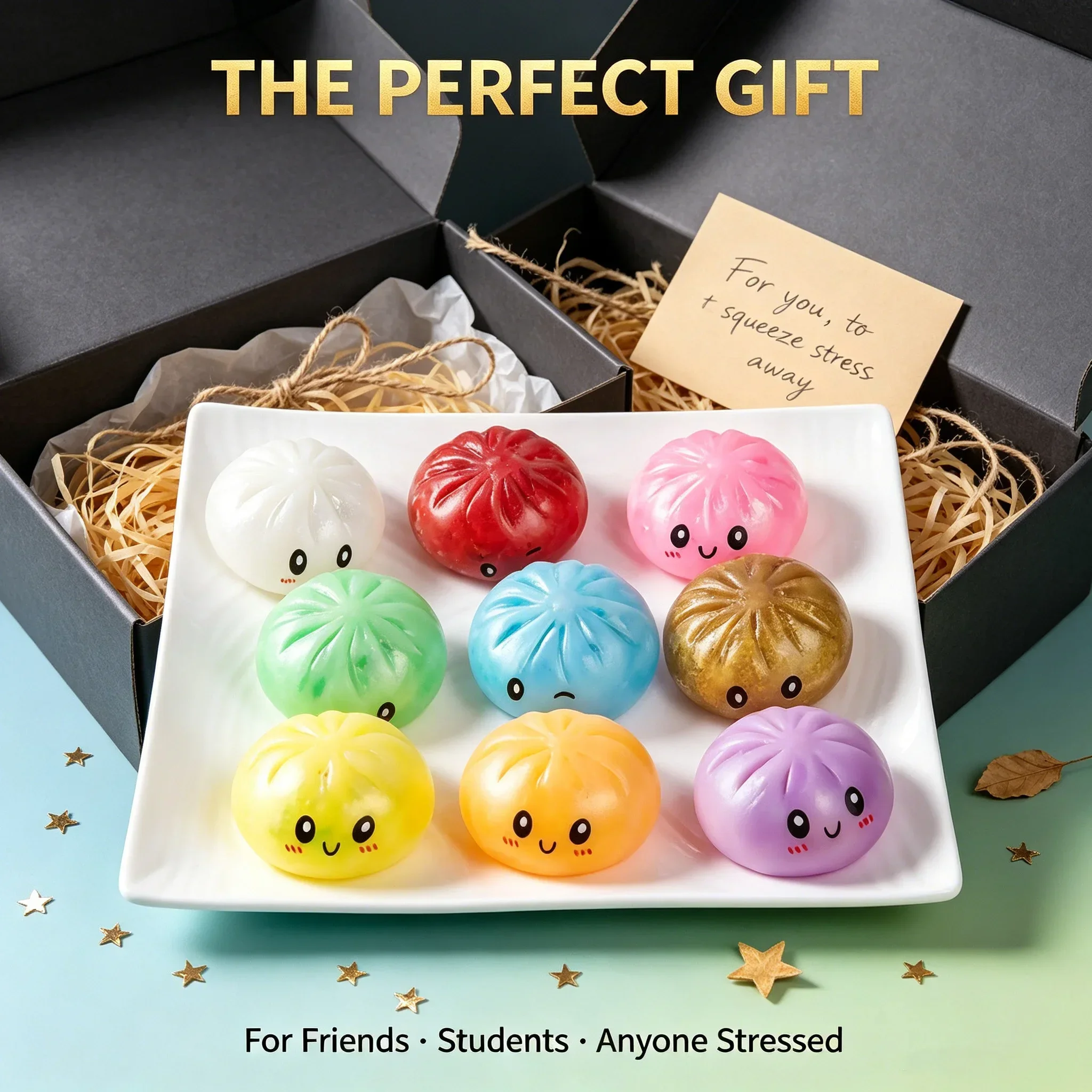 Steamed Bun Shaped Squishy Toy Random Blind Box Delivery HD Print Realistic Model Soft Non Sticky Stress Relief Fun Fidget Gift For All Ages