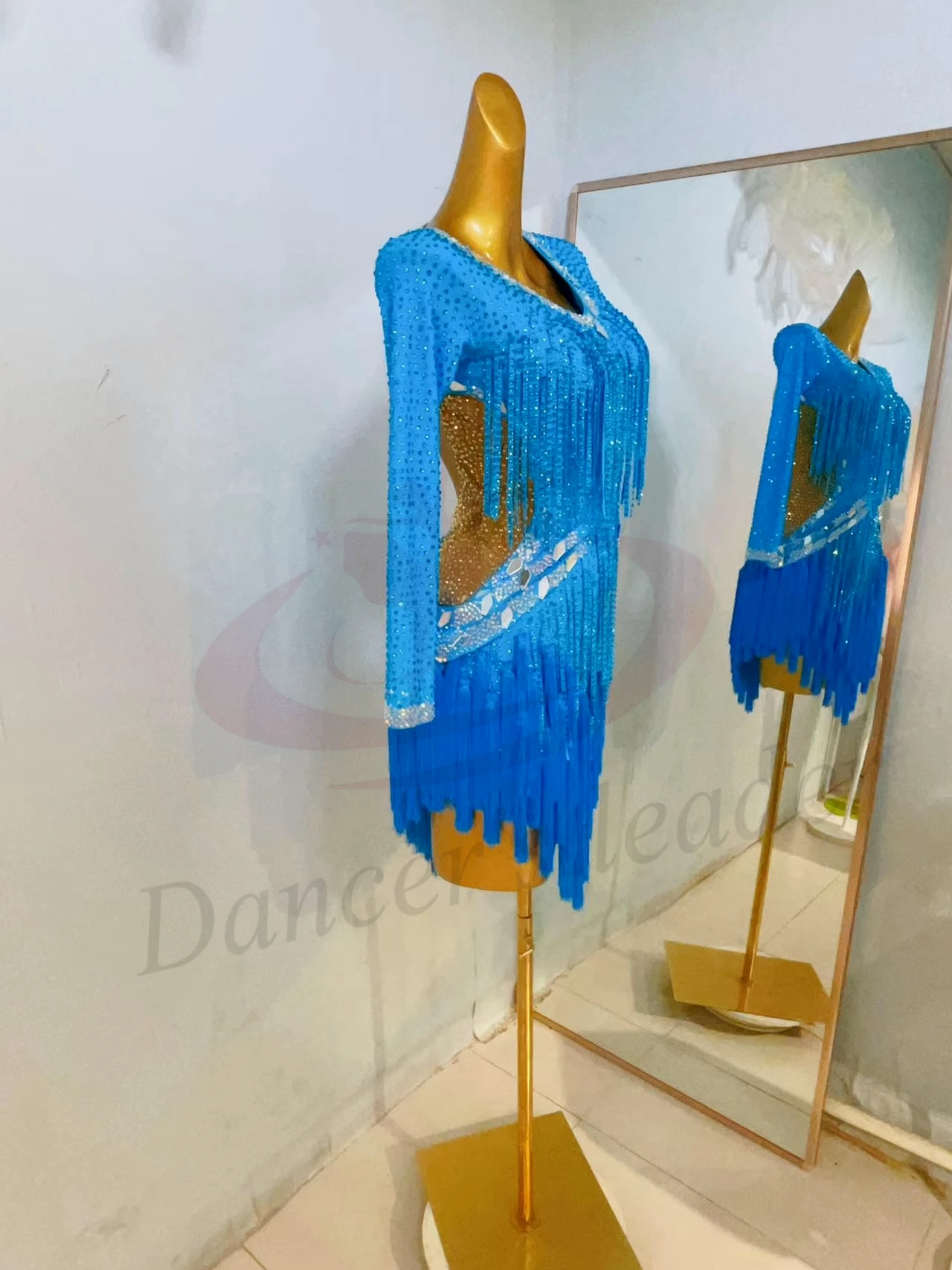 

Женское высококачественное платье для соревнований по латинским танцам на заказ с бриллиантовой цепочкой и кисточками на талии, линза для самбы, платье со стразами