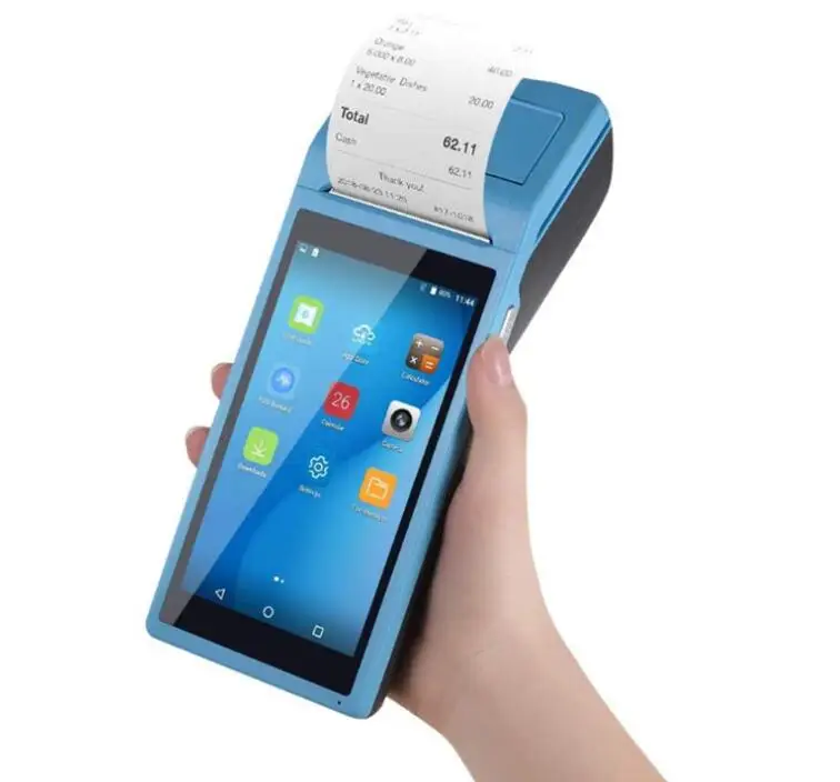 Android All In One Ticket Handheld Terminal Pos Machine Met 40Mm Papier Handheld Printer