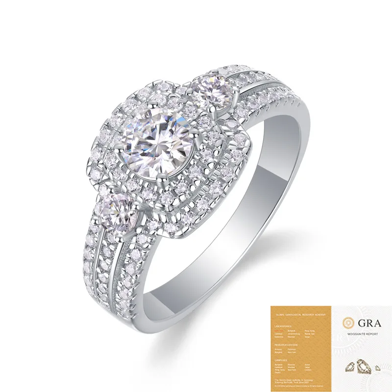 JEWLARA Moissanite Light Luxury Ring, Temperament Does Not Fade Ins Style 925 Sterling Silver Ring