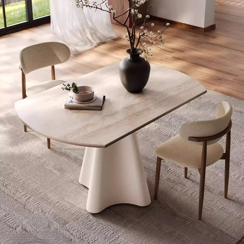 Dining Table And Sets 4 Chairs Dining Rooms Pliante Kitchen Furniture Home Luxury Modern Rock Slab Retractable 120cm 130cm