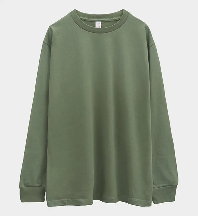 

250g Fashion Mens 100% Cotton Long Sleeve T-Shirt for Autumn Casual Plain Beige Sweatshirts Customized Print Bright Color Tops