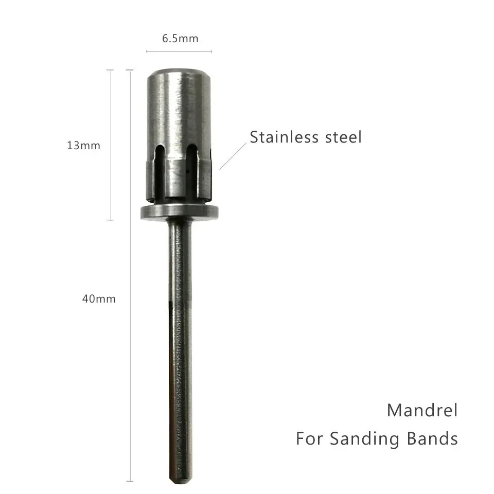 HYTOOS Stainless Steel Sanding Bands Mandrel Bit 3/32" Shaft Nail Drill Accessories Nail Tools