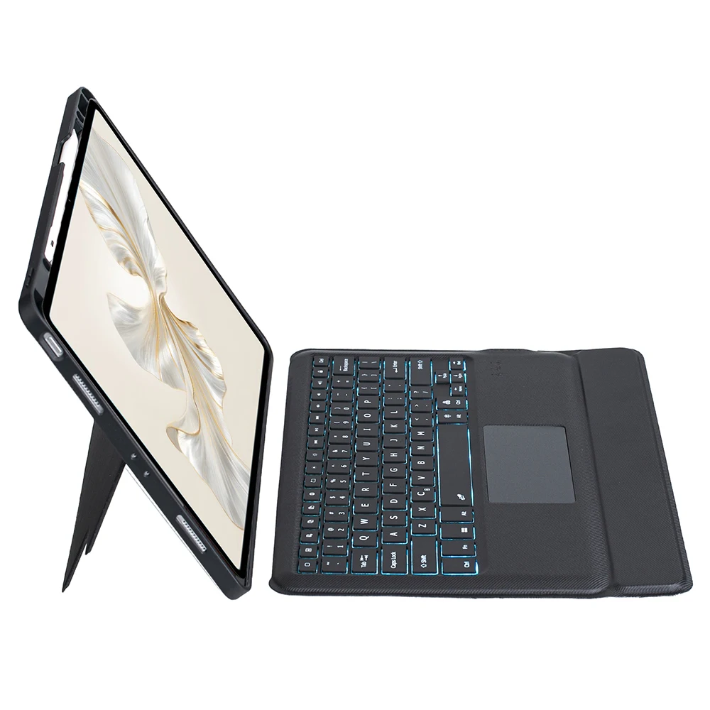 

THV8-AS For Honor Pad 9 Pro / Pad V8 Pro Leather Stand Cover + Backlit Touchpad Bluetooth-compatible Keyboard