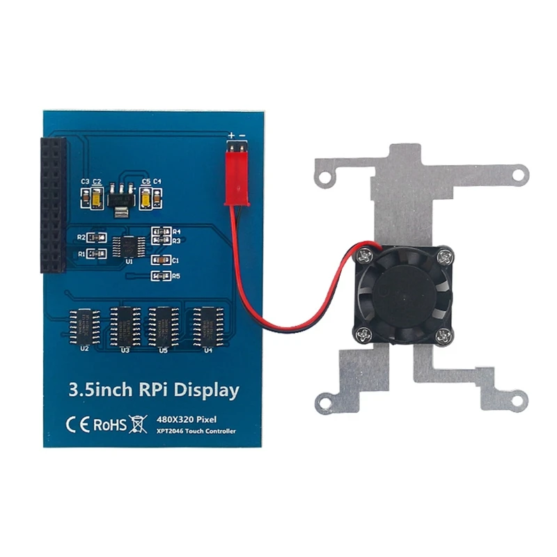 مروحة تبريد لتوت العليق Pi 4/مروحة مع حامل لشاشة 3.5 بوصة تعمل باللمس Raspberry Pi 4B/ 3B +/ 3B مراوح تبريد