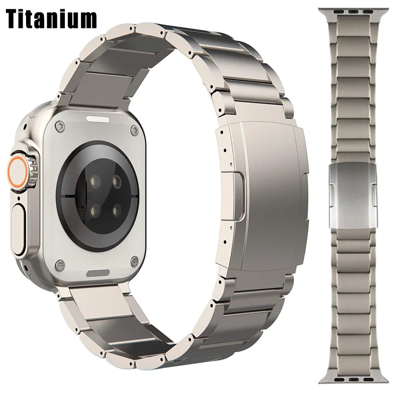 Pulseira de titânio luxuosa para apple watch band ultra 2 49mm série 10 46mm 42mm 44mm 45mm pulseira de titânio para iwatch 9 8 7 6 se 5