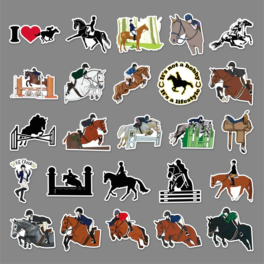 10/30/50PCS Equestrian Cartoon Sports Creative Graffiti Sticker Suitcase Computer Guitar Skateboard Waterproof Sticker Wholesale