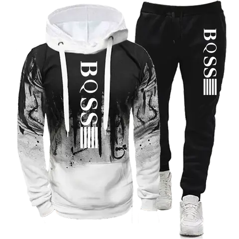 New Men's Sets Autumn Bicycle pullover Hoodie and Pants 2 Pieces Casual Tracksuit Male Brand Running Jogging Sportswear Suit