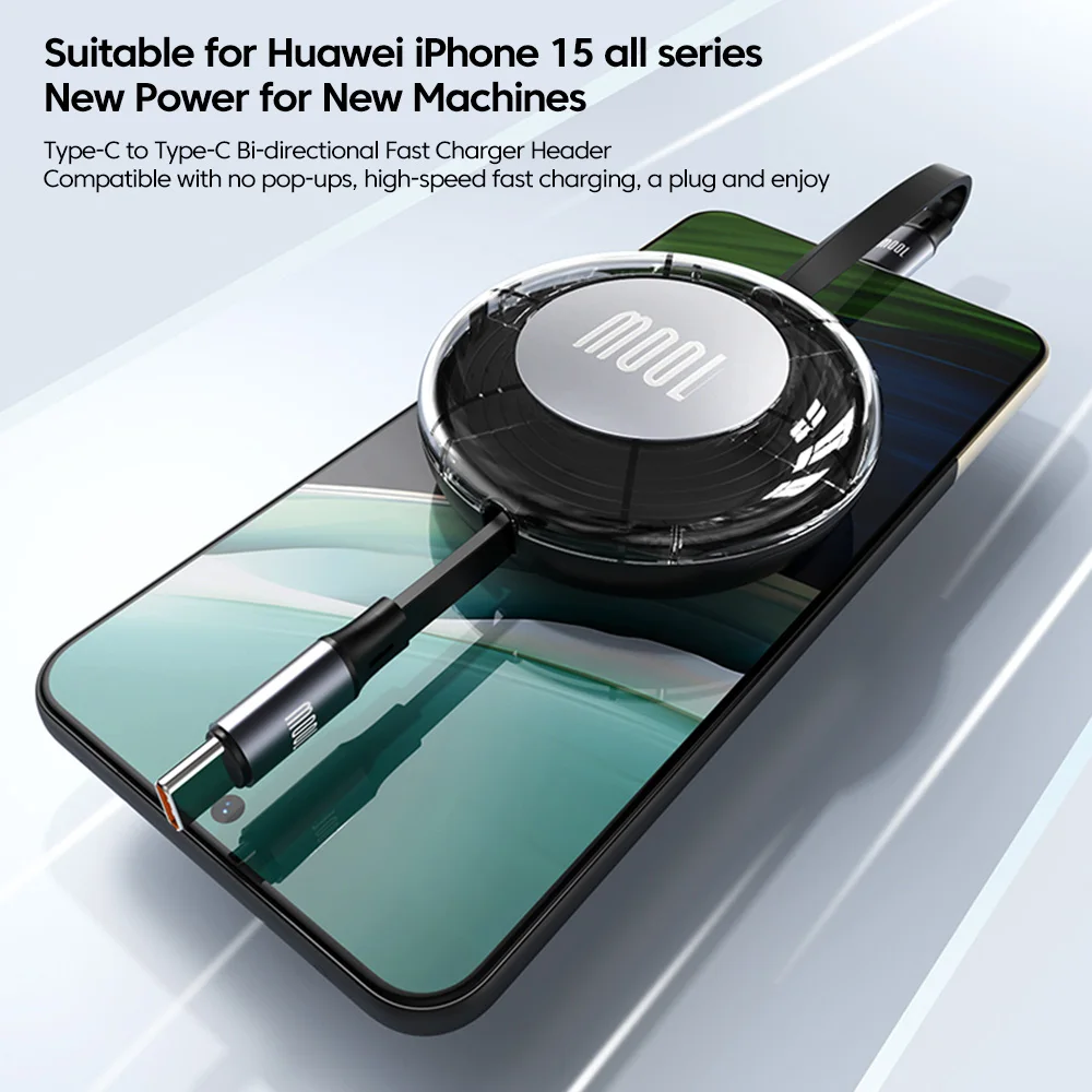 Retractable PD 100W Cable USB Type C to Type C Fast Charging USB C to USB C Charger Cable For iPhone 15 Huawei Tablet Laptop PC - náhled 5