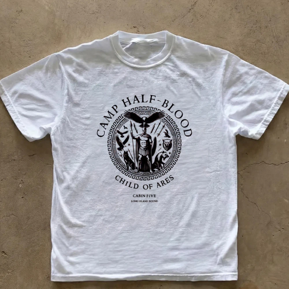 Camp Half‑Blood Child of Ares Cabin Five Seal Emblem Graphic T‑Shirt Casual Cotton Percy Jackson Greek Mythology Coin Print Tops