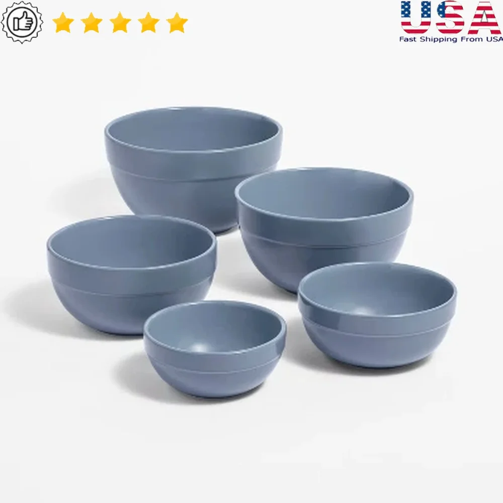 

5pc Ceramic Mixing Bowl Set Nesting Design Microwave Dishwasher Safe Kitchen Essentials Mixing Storing Serving