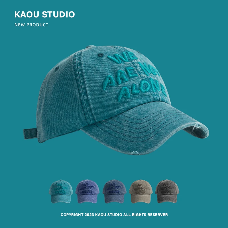 Retro Washed Peaked Cap Female Fashion Letters All-Matching Embroidered Men's Spring and Autumn Baseball Cap