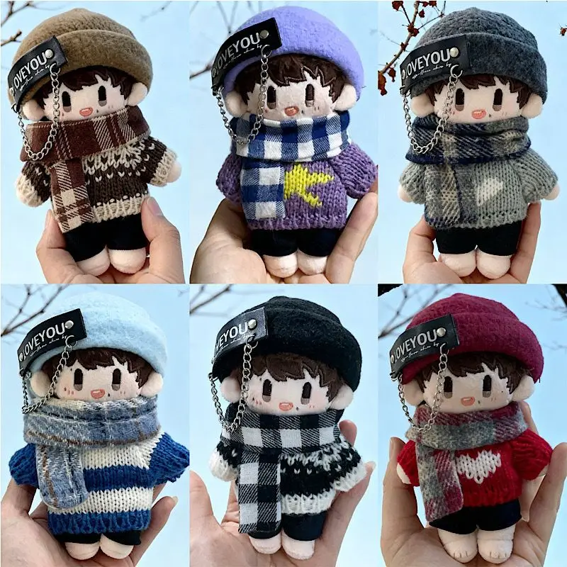 

16cm Stuffed Doll Clothes Handsome Cool Sweater Scarf 10cm Cotton Toys Clothing Children's Adults Christmas and Halloween Gifts