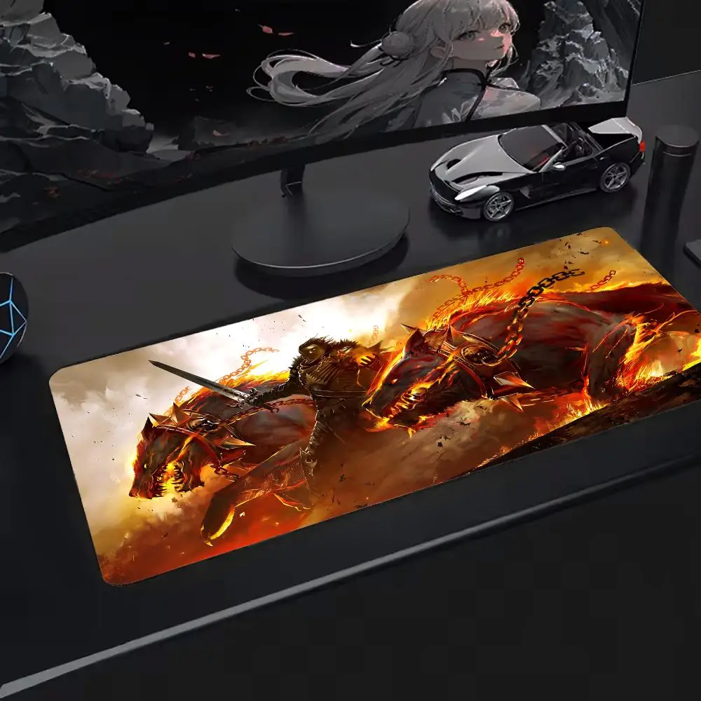 Popular G-Guild wars 2 Mouse Pad Keyboard Desk Mats, Kawai Rubber, Non-Slip Desk Mat, XXL90x40cm