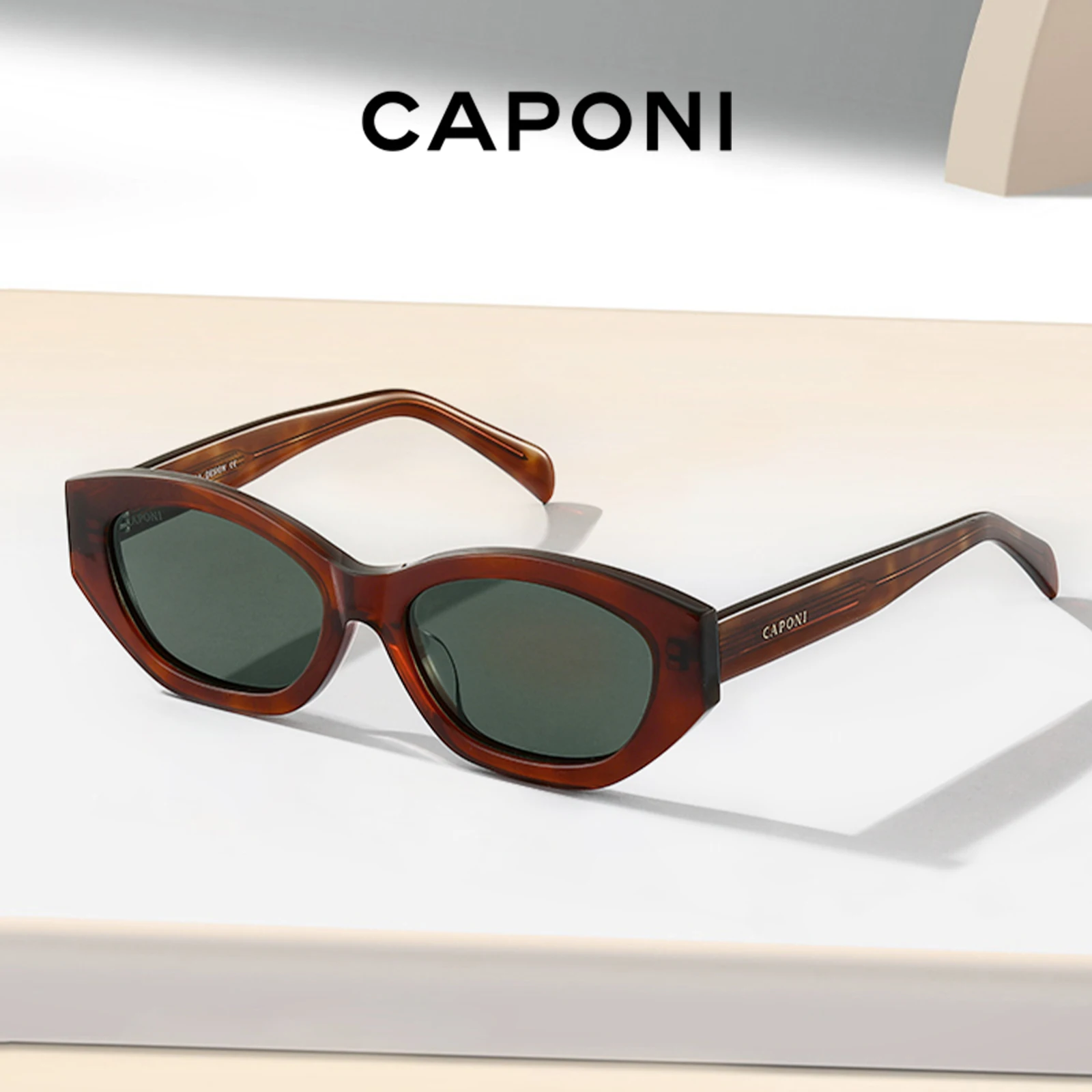 CAPONI New Cat Eye Sunglasses For Fashion Women Black Shades Brand Design Narrow frame polarized UV400 Nylon Len Eyewear CP24019