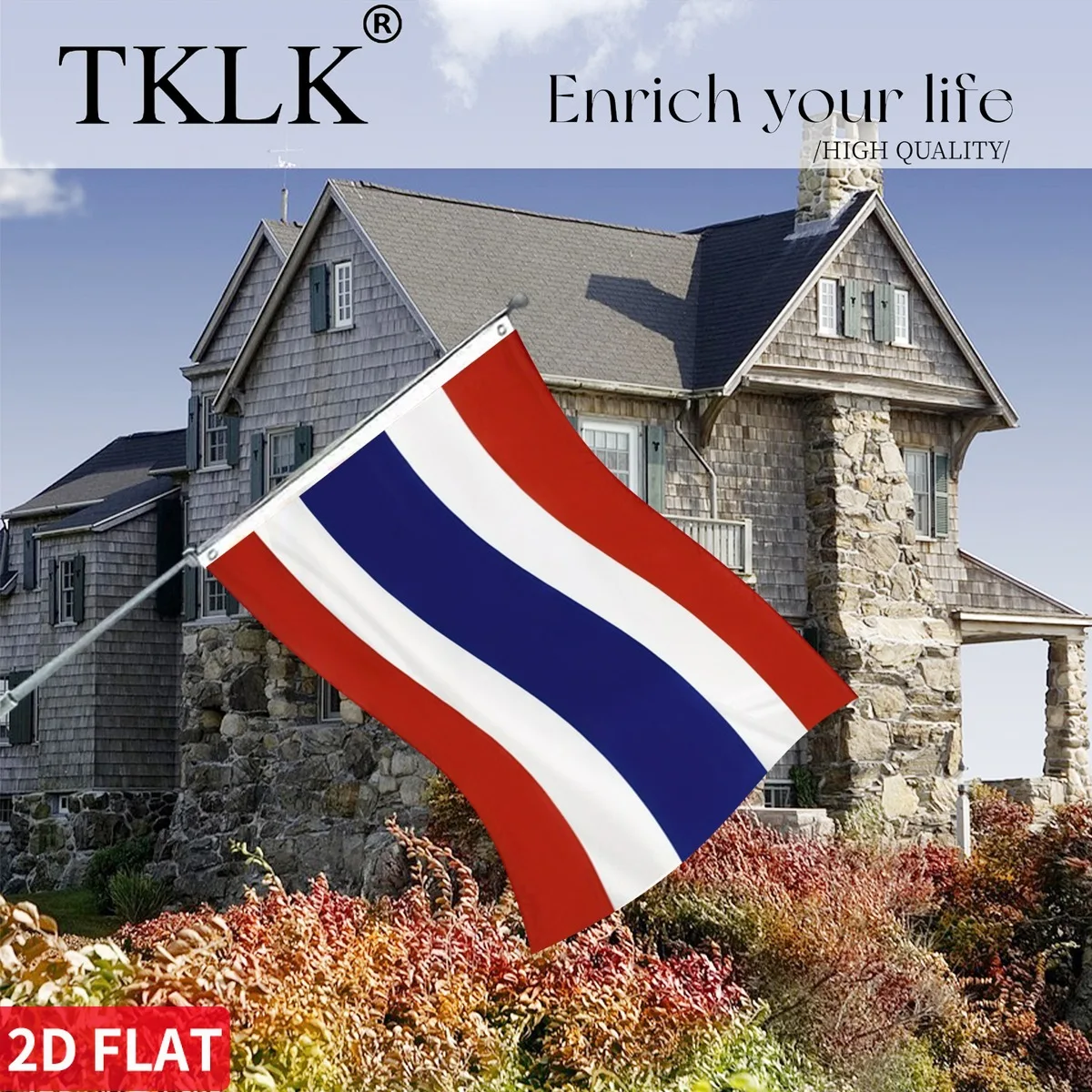 علم تايلاند ، 60x90 سنتيمتر 90x150 سنتيمتر 2x3FT 3X5Ft لافتة علم الدولة المتينة ، بوليستر ممتاز لون نابض بالحياة