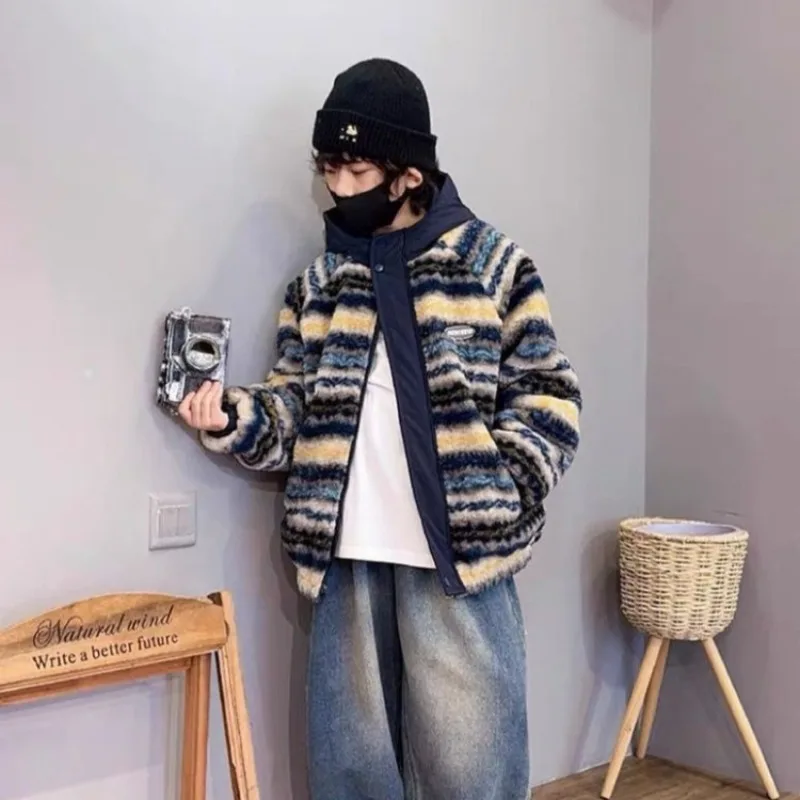 

Новинка 2025, зимняя пушистая стеганая куртка для мальчиков — теплое утепленное зимнее пальто свободного кроя с хлопковой подкладкой, модная куртка для мальчиков