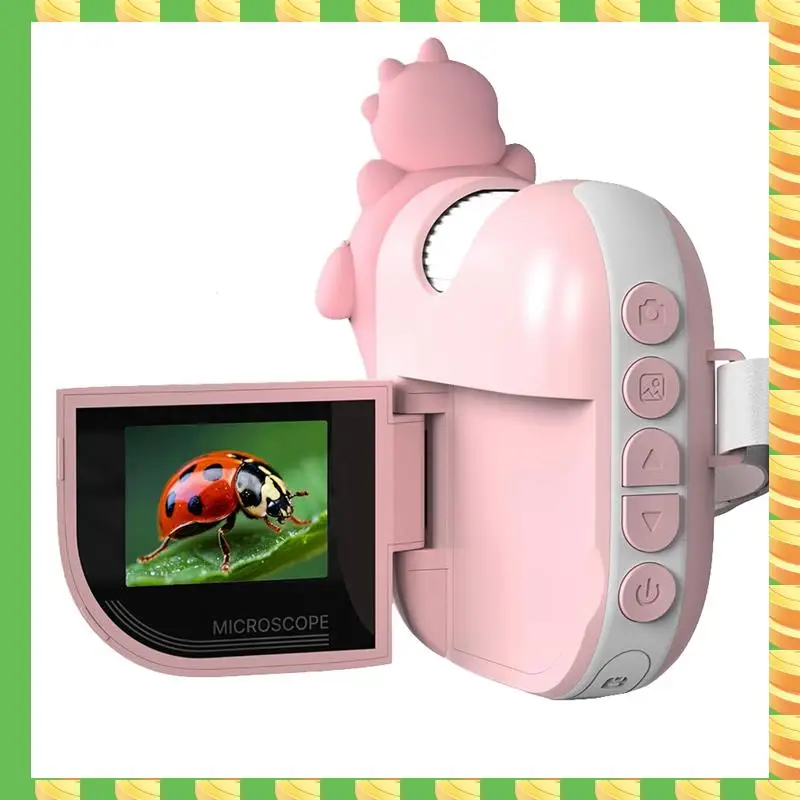 AB53 Microscope For Kids, Mini Portable Microscope With 8 Adjustable LED Lights, 2-Inch LCD Screen Pocket Microscope Camera