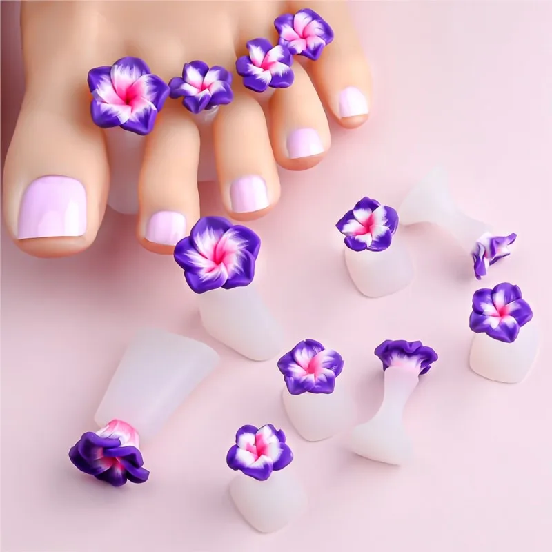 8pcs Soft Silicone Flower Bunny Toe Separator Diamond Pearl Flexible Foot Finger Splitter Device Manicure Polish Pedicure Tools