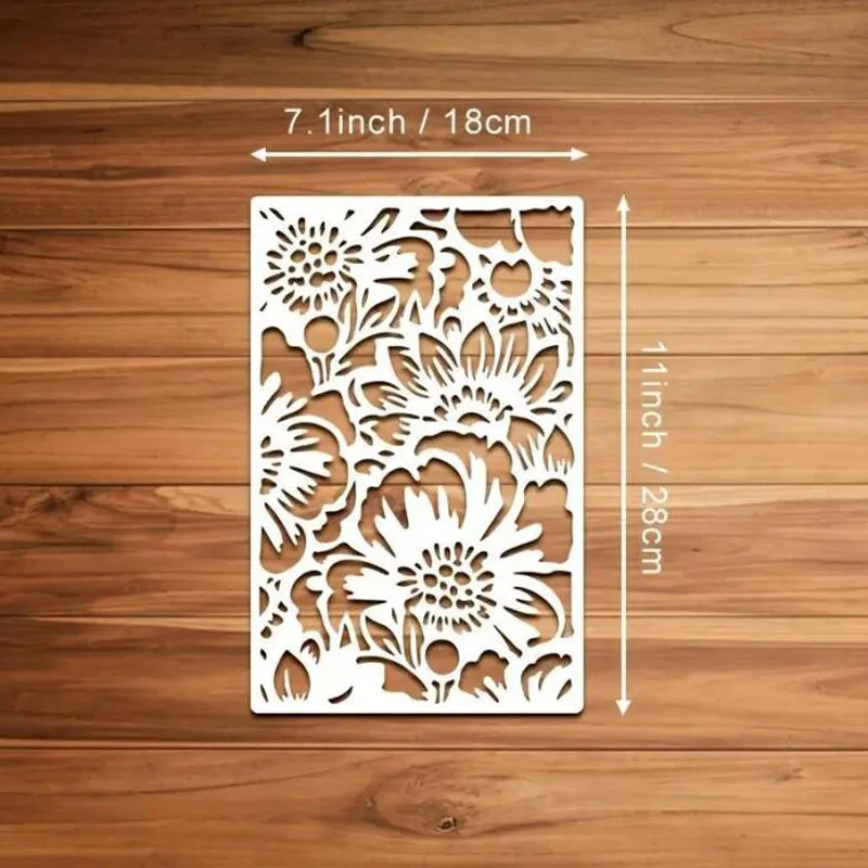 28*18cm Flower And Grass Stencils PET Hollow Leak Printing Board DIY Layering Furniture Wall Painting Template Decorat Reusable