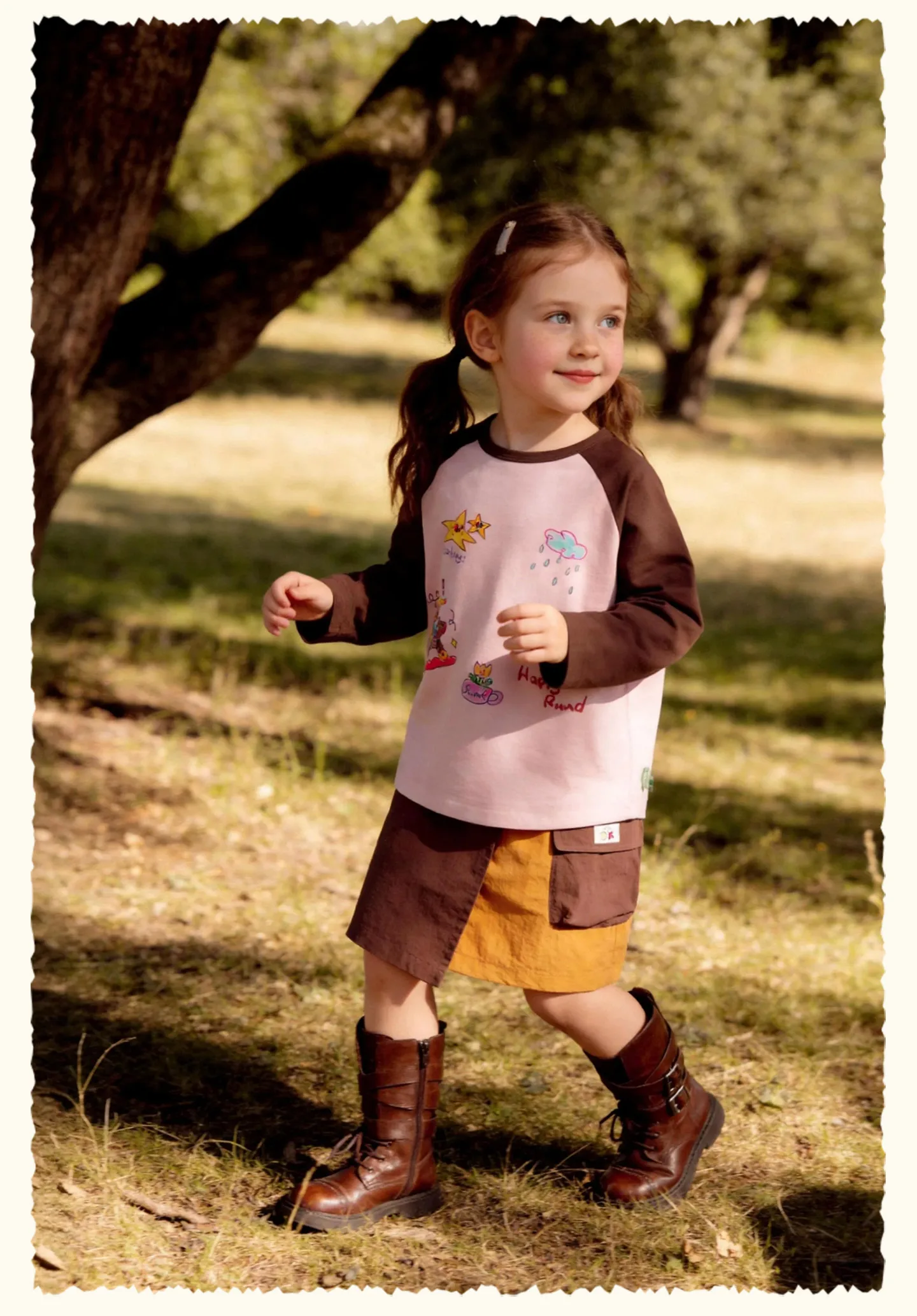 Amila 2026 Herbst Neues Stylisches und Bequemes Kinder-T-Shirt mit Niedlichem Patchwork-Farbblock und Kreativem Musterdesign Langarm – Detail 18