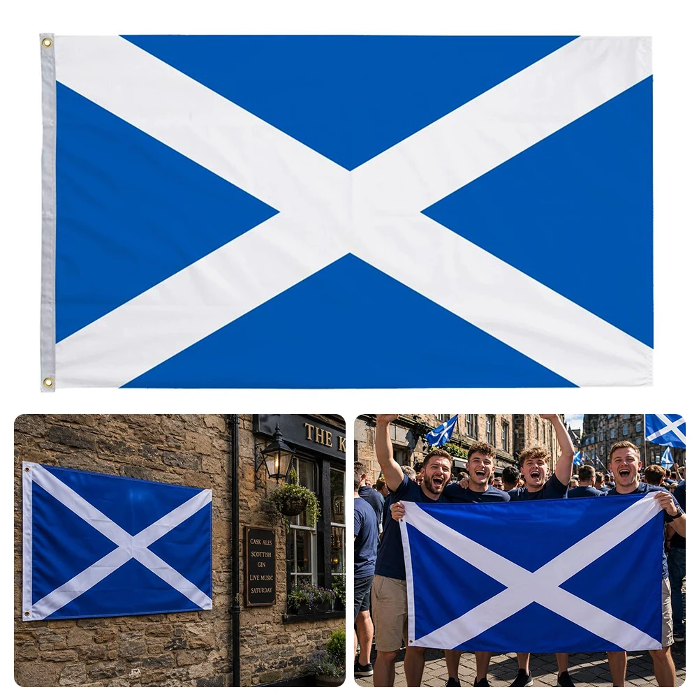 Scottish-National Flags 3x5ft Vivid Color Fade Proof Scotland-Scottish Flag With Brass Grommets Scotland-St-Andrew's Cross-Flag
